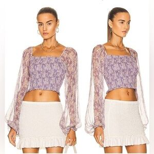 CAROLINE CONSTAS Amelia Silk Top in lilac NWT